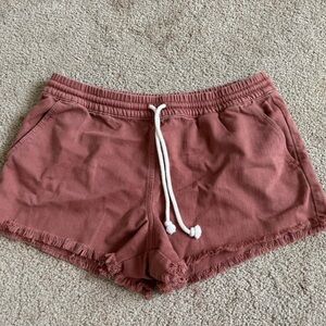 Aerie Mauve Athletic Shorts with Frayed Hem